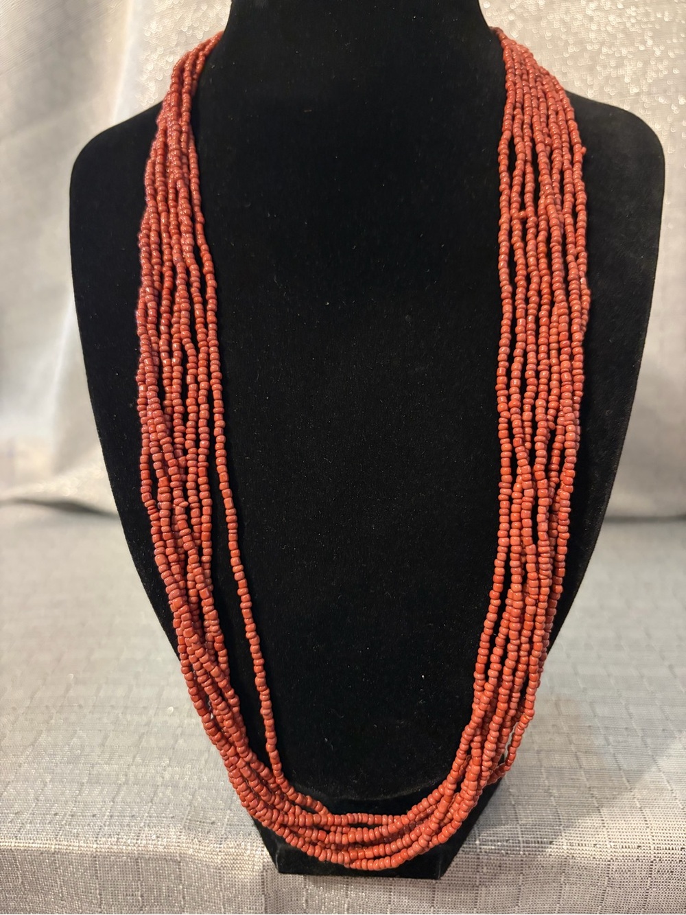 Multi-Strand Red Glass Beaded Necklace - Women Jewelry